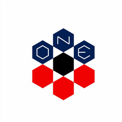 Abstract star logo design with hexagon and triangle elements in negative space.