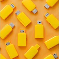Neoprene Case Flash Drives Close-up on Pastel Orange Background