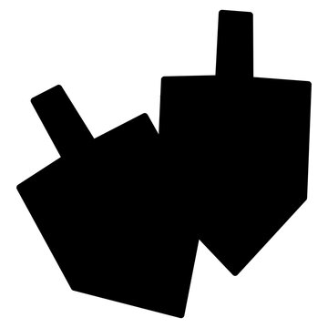 black dreidels, two spinning, hanukkah clip art preview