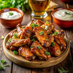 Fototapeta premium a plate of beautiful and tasty chicken wings