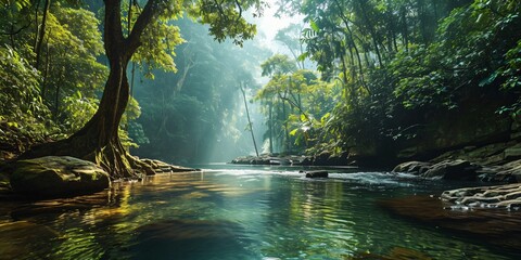 tropical rainforest river landscape