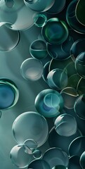 Abstract futuristic bubble design in green and blue gradient colors