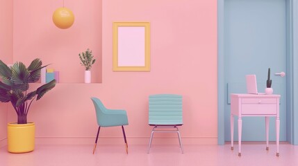 Counseling flat design front view theme guidance 3D render colored pastel