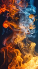 Dancing Ribbons of Vibrant Orange Smoke - Photographic Abstract