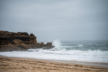 Coast of Ericeira Portugal with rocks and ocean