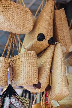Woven Straw Bags Hanging for Sale