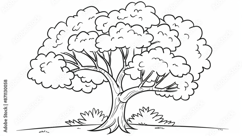 Poster tree sketch with nature elements and bird