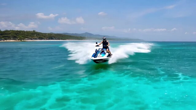 Jet Ski Ride on a Tropical Beach in the Dominican Republic