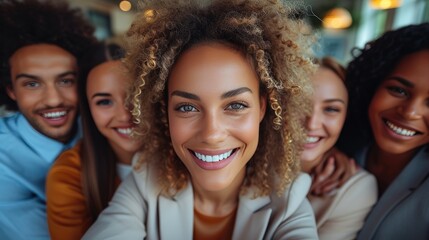 Fototapeta premium Celebrating Success: Diverse Team Unity in the Workplace
