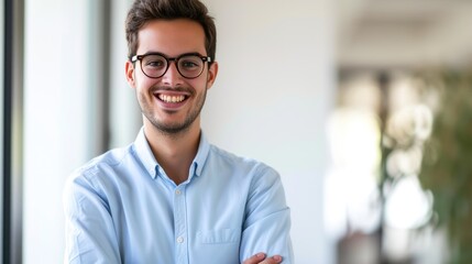 Approachable Businessman in Glasses with Warm Smile