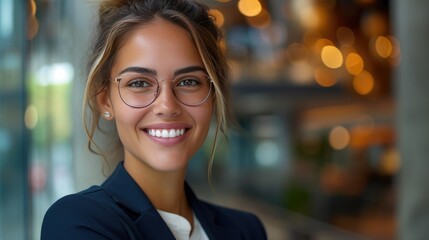 Fototapeta premium Confident Businesswoman in Modern Office Setting