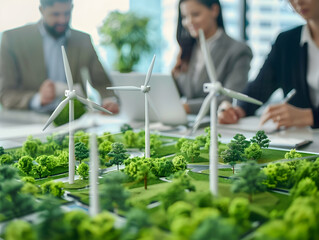 eco friendly business summit, eco-friendly company meeting with business people implementing environmental protection for clean and sustainable future ecology. Trailblazing