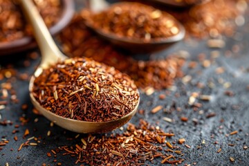 Close up of healthy organic traditional rooibos tea