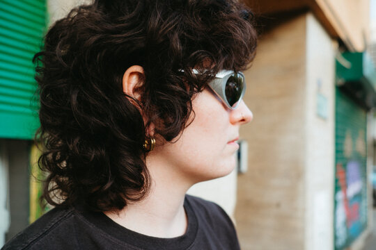 Portrait of a tomboy female on the street 