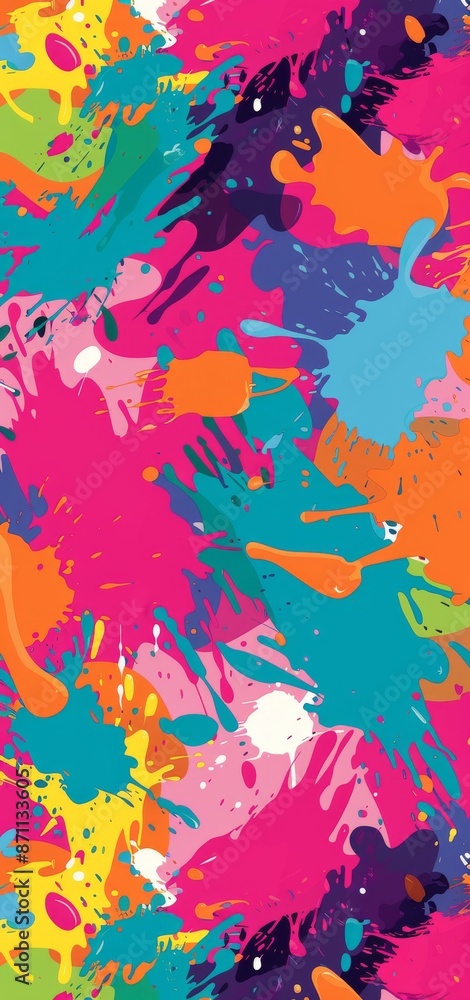 Poster vibrant abstract splashes of colorful paint in a dynamic pattern
