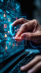 Fototapeta premium Continuous Improvement and Efficiency Enhancement with KAIZEN Philosophy Displayed on Interactive Digital Interface