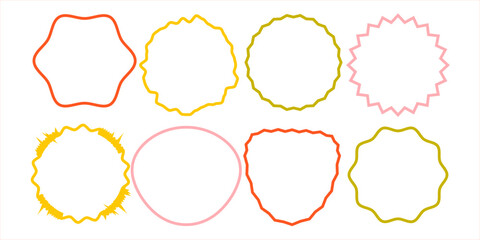jagged line round form,  circle  in yellow, red color vector