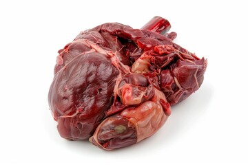 Obraz premium Close up of isolated raw pig heart on white background