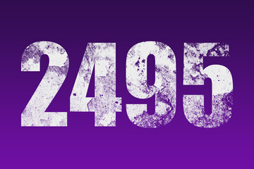 flat white grunge number of 2495 on purple background.