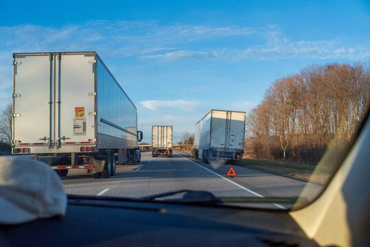 Cargo trucks on highway