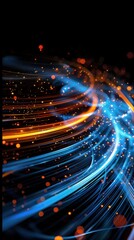 Fototapeta premium Vibrant Orange Light Trails Dancing in the Dark Sky
