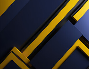 Abstract geometric background, bluish black and yellow design, modern 3d composition, lines and shapes in contrasting colors