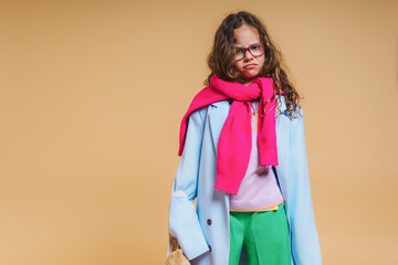 expressive girl posing at camera
