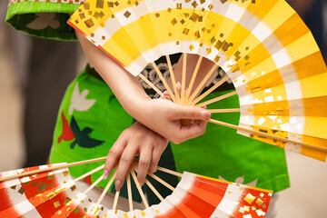 日本の仙台青葉まつり　すずめ踊り決めポーズ