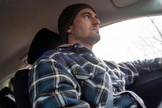 Road trip driving portrait of driver