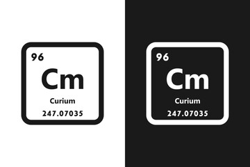 Curium, Cm, chemical periodic element icon. The chemical element of the periodic table. Sign with atomic number. Curium element
