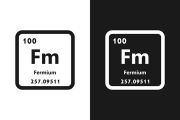 Fermium, Fm, chemical periodic element icon. The chemical element of the periodic table. Sign with atomic number. Fermium element