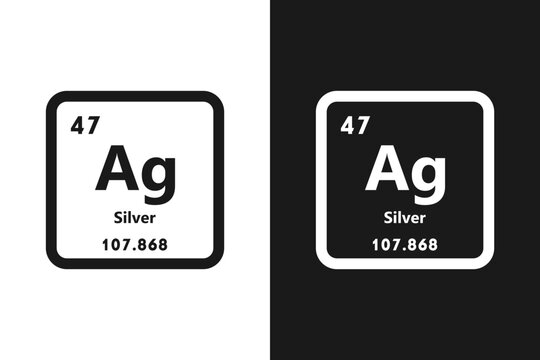 Silver, Ag, chemical periodic element icon. The chemical element of the periodic table. Sign with atomic number. Silver element