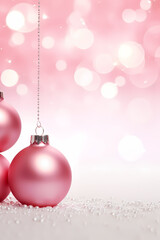 Fototapeta premium Whimsical Christmas Aesthetic: Pink Baubles on a Stunning Background