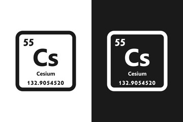 Cesium, Cs, chemical periodic element icon. The chemical element of the periodic table. Sign with atomic number. Cesium element