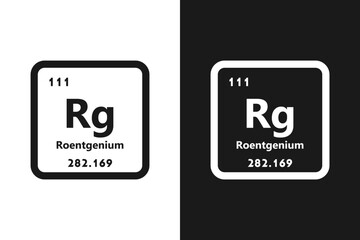 Roentgenium, Rg, chemical periodic element icon. The chemical element of the periodic table. Sign with atomic number. Roentgenium element