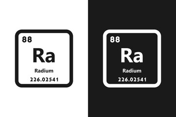 Radium, Ra, chemical periodic element icon. The chemical element of the periodic table. Sign with atomic number. Radium element