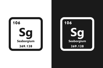 Seaborgium, Sg, chemical periodic element icon. The chemical element of the periodic table. Sign with atomic number. Seaborgium element