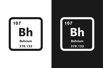 Bohrium, Bh, chemical periodic element icon. The chemical element of the periodic table. Sign with atomic number. Bohrium element