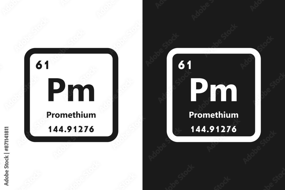 Wall mural promethium, pm, chemical periodic element icon. the chemical element of the periodic table. sign wit