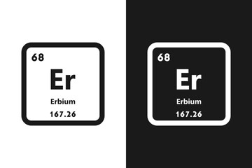 Erbium, Er, chemical periodic element icon. The chemical element of the periodic table. Sign with atomic number. Erbium element