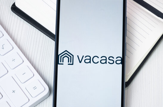 New York, USA - 30 June 2024: Vacasa Logo on Phone Screen, Company Icon