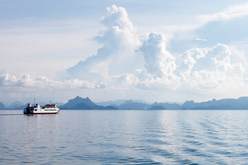 Ferry boat sailing at open sea waters