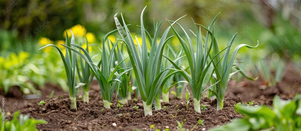 Canvas Prints fresh green onions growing in a garden