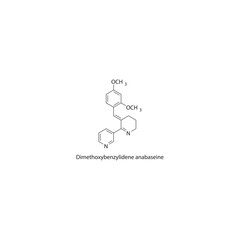 Dimethoxybenzylidene anabaseine skeletal structure diagram.marine toxin compound molecule scientific illustration.