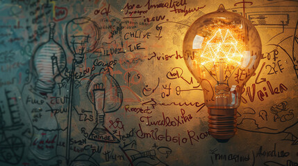 Illuminated Light Bulb with Creative Scribbles
