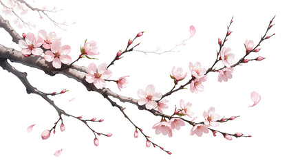 cherry blossoms on white background