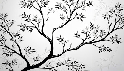 Obraz premium black and white tree branch illustration