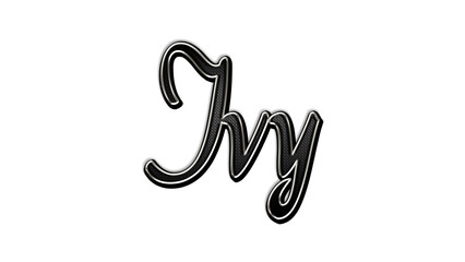 black metal 3d design of name Ivy on white background.