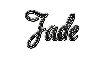 black metal 3d design of name Jade on white background.