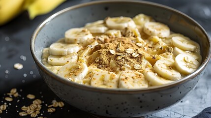 Appetizing Breakfast Bowl with Protein Powder Sprinkle for Balanced Nutrition